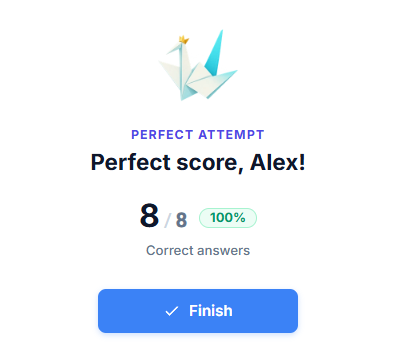 Snackable perfect score finish modal