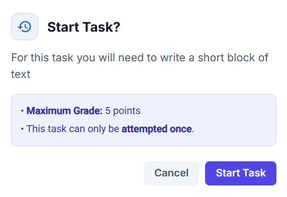 Start task confirmation modal